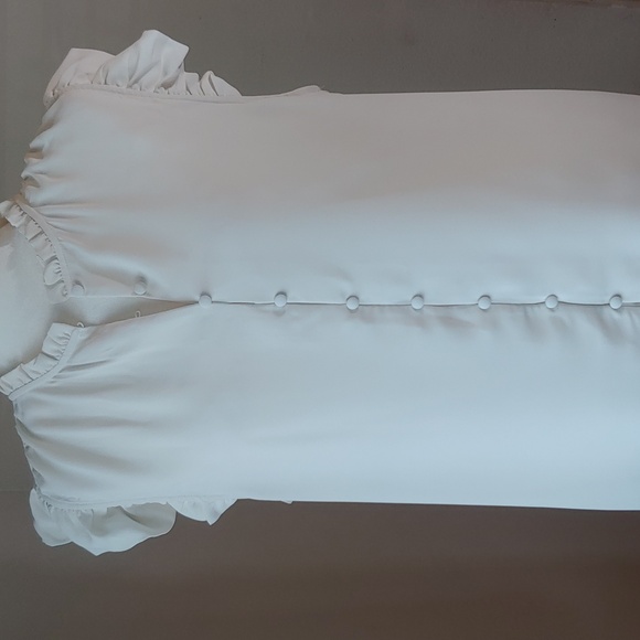 Ann Taylor Mixed Media Cream Ruffle Shell Top in Women's XL - Picture 3 of 17